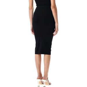 ANDREADAMO Ribbed Knit Pencil Skirt Women BLACK Skirts